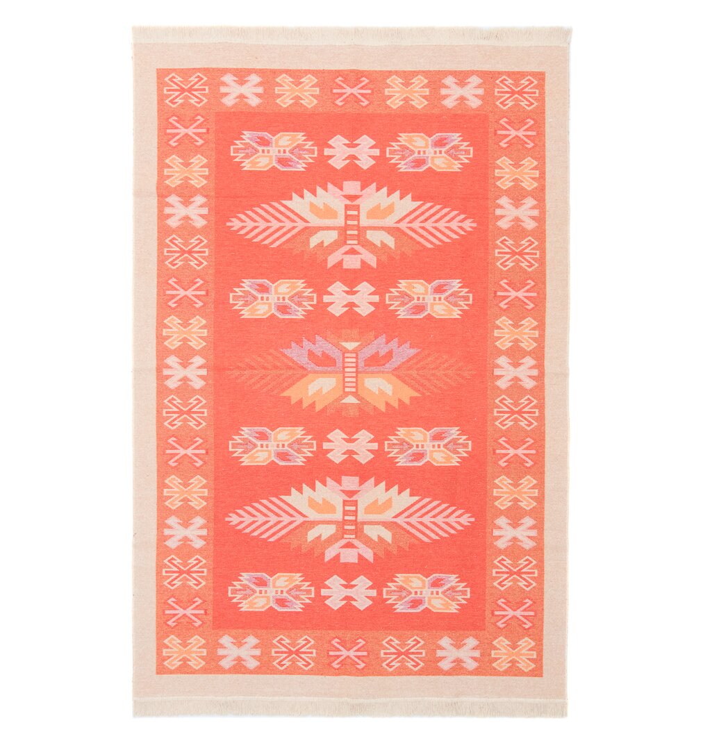 Teppich Randle Giza aus Baumwolle in Orange/Beige