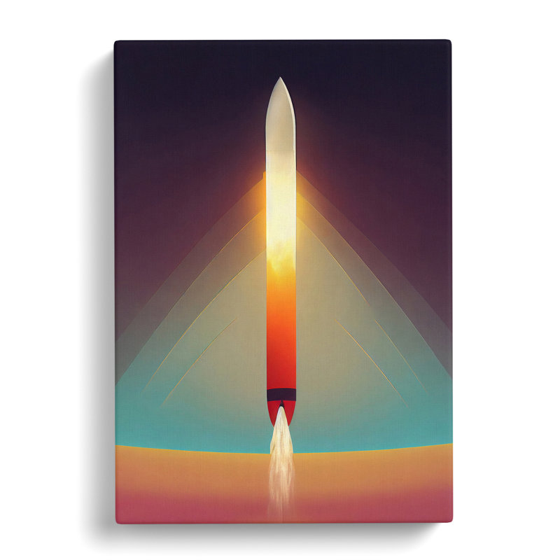 The Beaming Spaceship Rocket - Wrapped Canvas, 76cm H x 50cm W x 3cm D