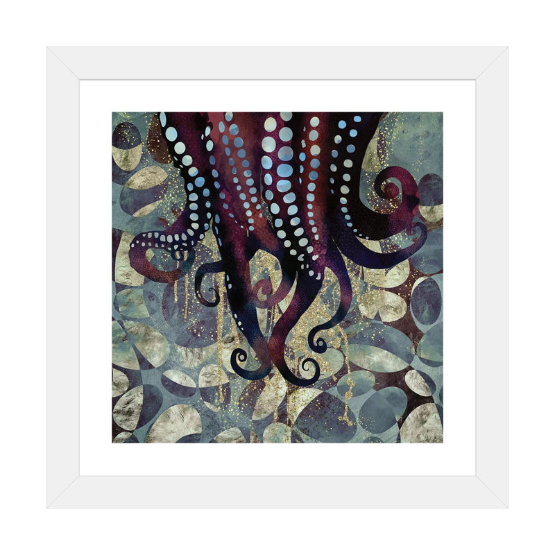 «Metallic Ocean II», reproduction d'impression, 24" H x 24" W x 1'' D, Blanc, Papier encadré blanc