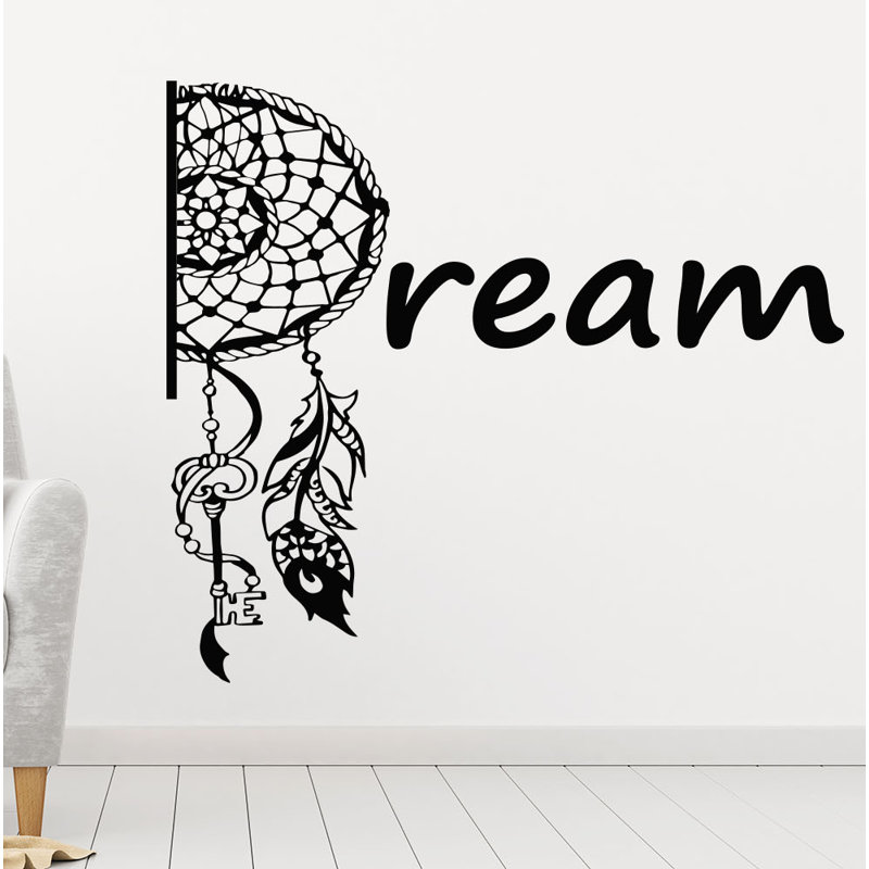 Décalcomanie murale mehndi rêve catcher, Noir