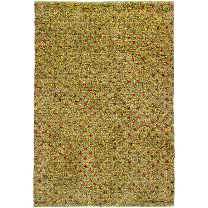 Funston Performance Wool Abstract Indoor Rug, Round 7'9", Green/Red