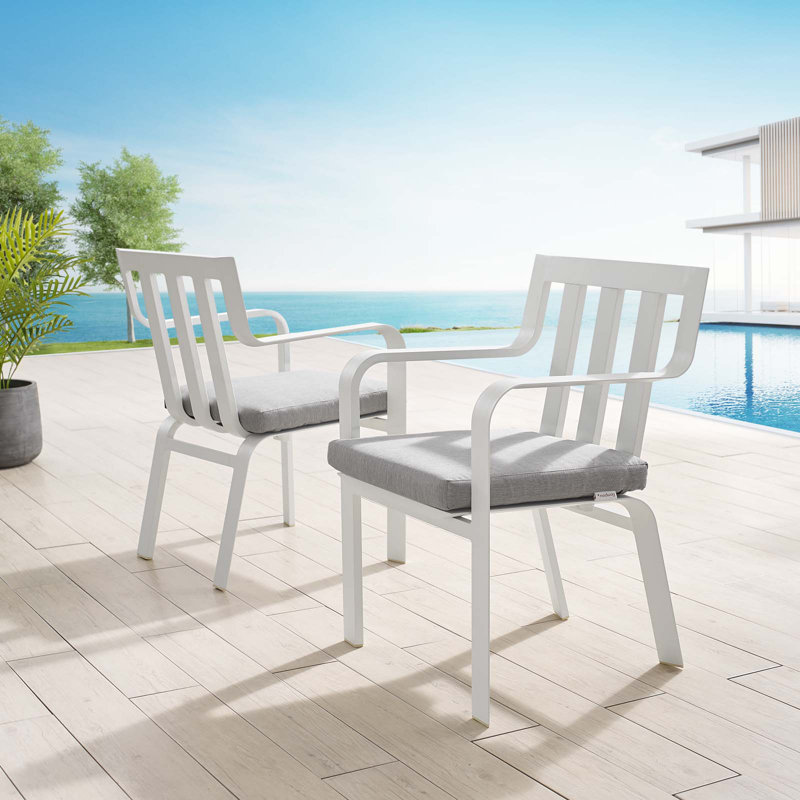 Baxley White and Gray Aluminum Outdoor Dining Armchair Set