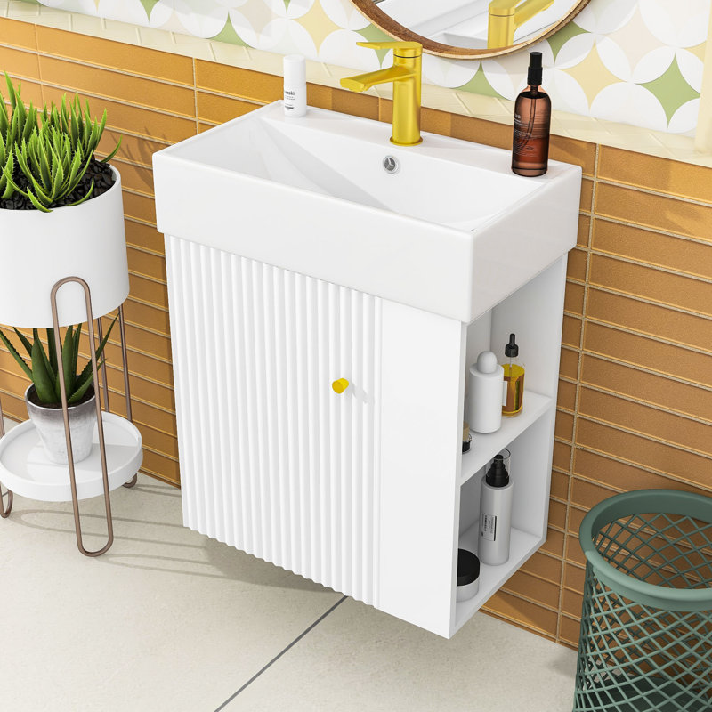 Meuble-lavabo 21,6 po avec lavabo en céramique, Blanc