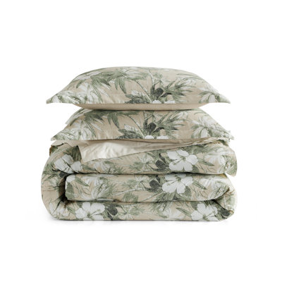 Tommy Bahama Beachway Blooms Cotton Reversible Beige Comforter Set