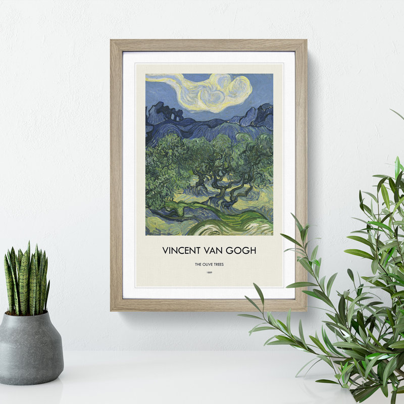The Olive Trees by Vincent Van Gogh - Picture Frame Painting, Oak Framed, 48cm H x 36cm W x 2cm D