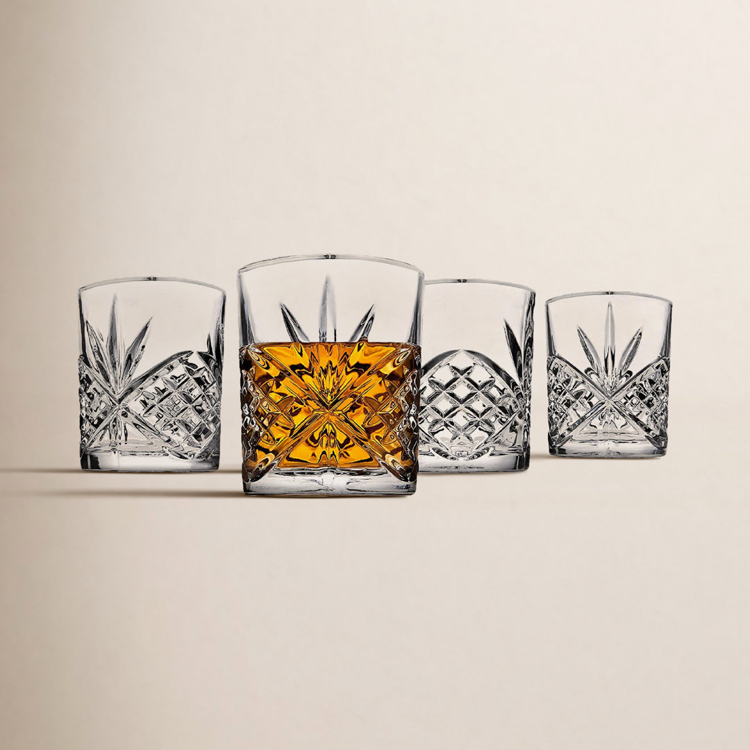 Dublin Crystal Whiskey Glass 11oz (Set of 4) Godinger Silver Art Co Rim 
