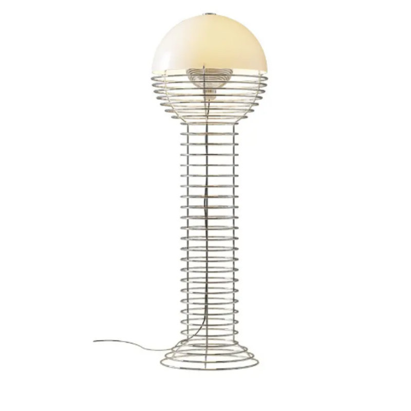  Lampe sur pied art déco Pantin | Forme de ressort avec plateau en acrylique | Conception inspirée de Verner Panton