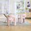 Ensemble de 2 chaises d'appoint rembourrées en velours rose, fauteuils d'appoint en tonneau pour le salon, la cuisine, pour adultes-531152085