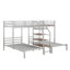 Lit superposé simple au-dessus de simple et simple en métal, structure de lit superposé triple avec tablettes de rangement et escalier-87746284