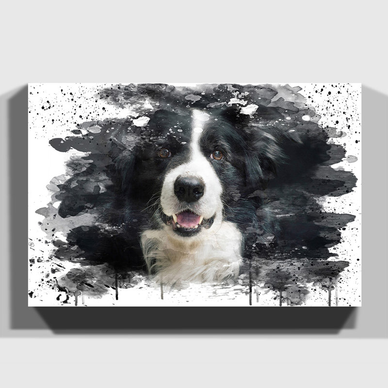 Border Collie Dog - Single Picture Frame Rectangle Print on Canvas, Wrapped Canvas, 50cm H x 76cm W