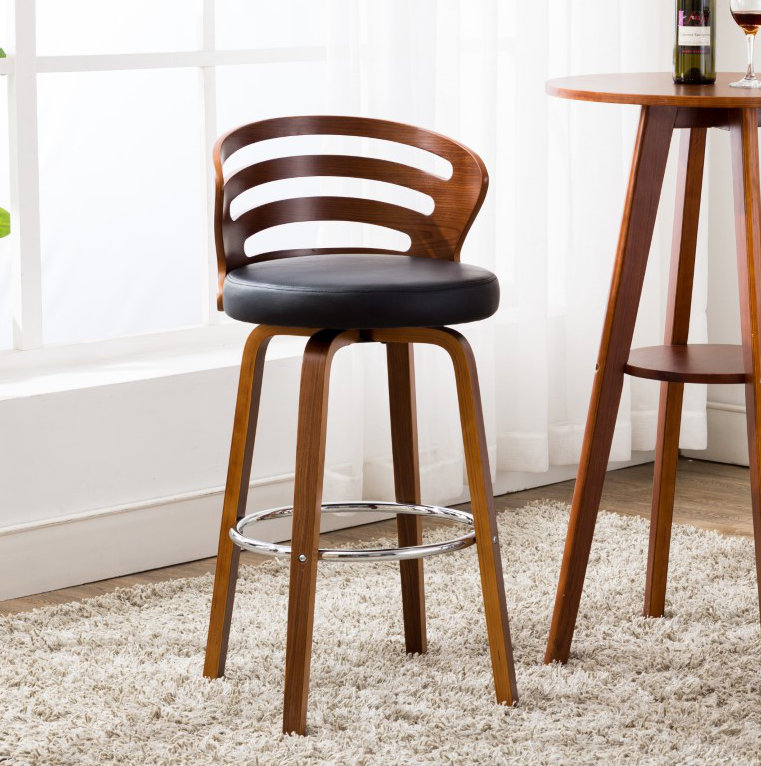 Tabouret de bar rotatif 28 po Hargrave, Noir, Polyuréthane
