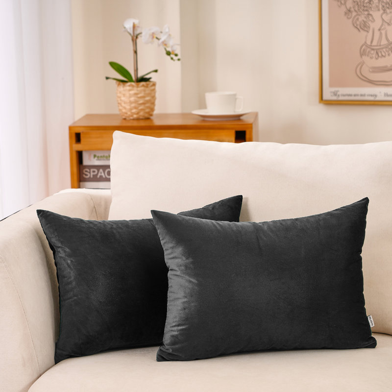 Plain Velvet Collection Velvet Pillow Cover, Black