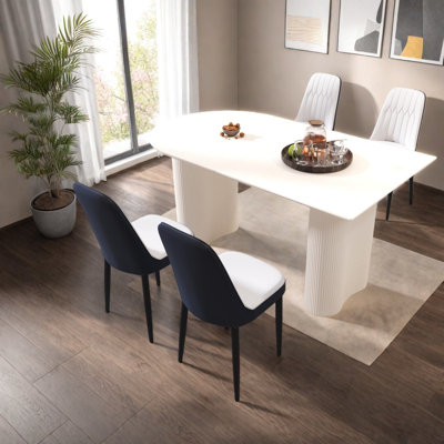 Ensembles de table de salle à manger en MDF robuste avec chaises en métal, style crème moderne pour la maison et la cuisine