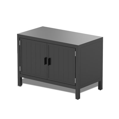 Table de préparation de cuisine autoportante pour l'extérieur avec rangement - construction en aluminium thermolaqué gris, espace pour les aliments spacieux, housse de protection, pieds de niveau, îlot de cuisson de construction modulaire