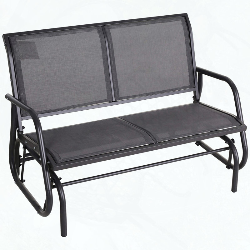 Banc oscillant pour 2 personnes avec structure en acier et toile respirante, Gris