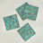 Handcrafted Aqua Floral MDF Drink Coaster (Set of 4)