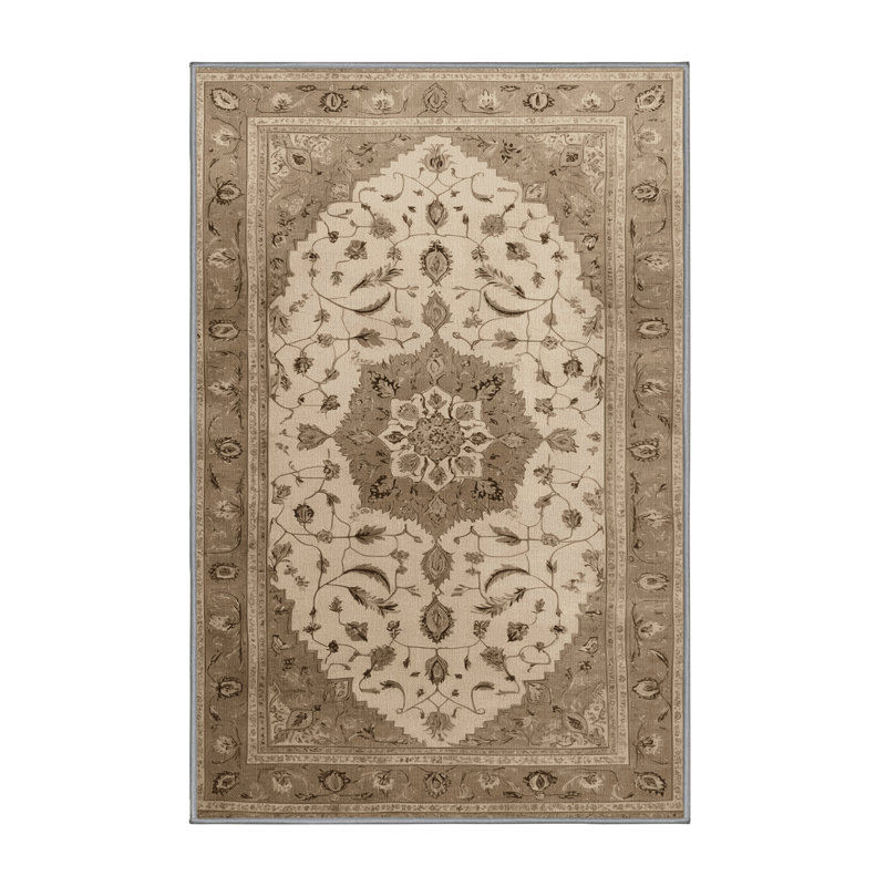 Tapis gris Tabriz lavable à la machine, Tapis de couloir 2 pi x 4 pi