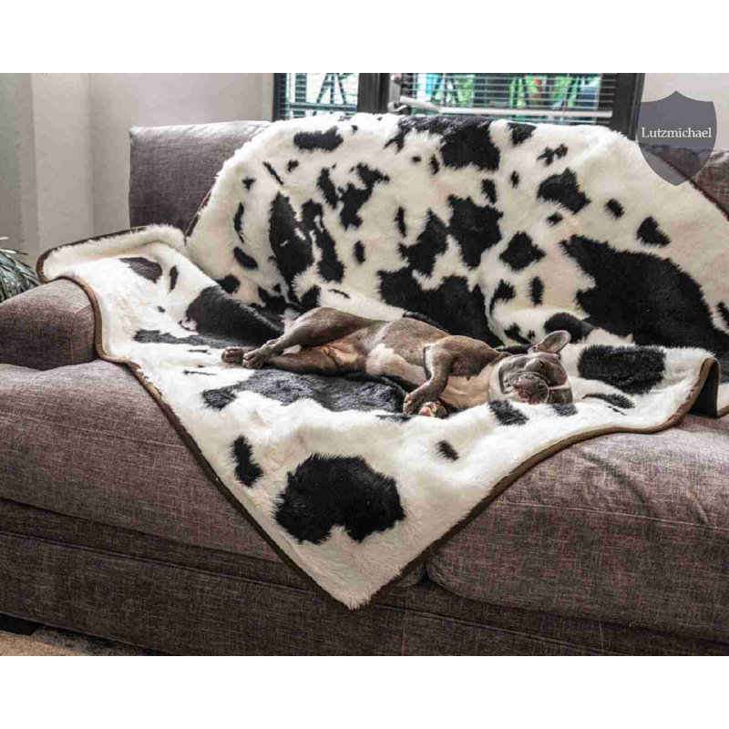 PupProtector Waterproof Throw Blanket, 60" x 50", Black Cowhide