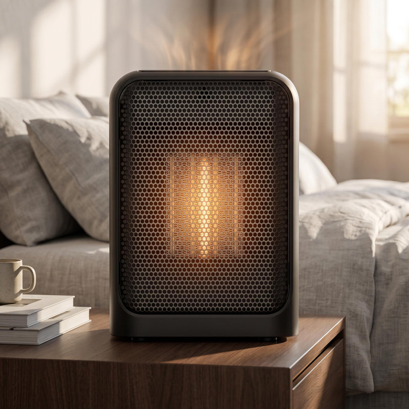 1500W PTC Ceramic Space Heater with 3 Heat Settings, Fast Quiet Heating for Home Office Bedroom, Energy Efficient Portable Electric Heater - Black
