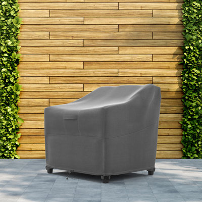 Premium Patio Chair Wide Cover - Breathable, Heavy-Duty Cover with Water-Resistant PVC liner, Adjustable Elastic Hem, Click-Close Straps, and Air Vent by Freeport Park