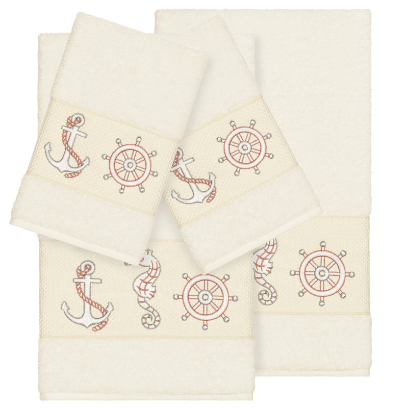 Easton 3-Piece Turkish Cotton Towel Set, Cream, 3 Pieces Towel Set
