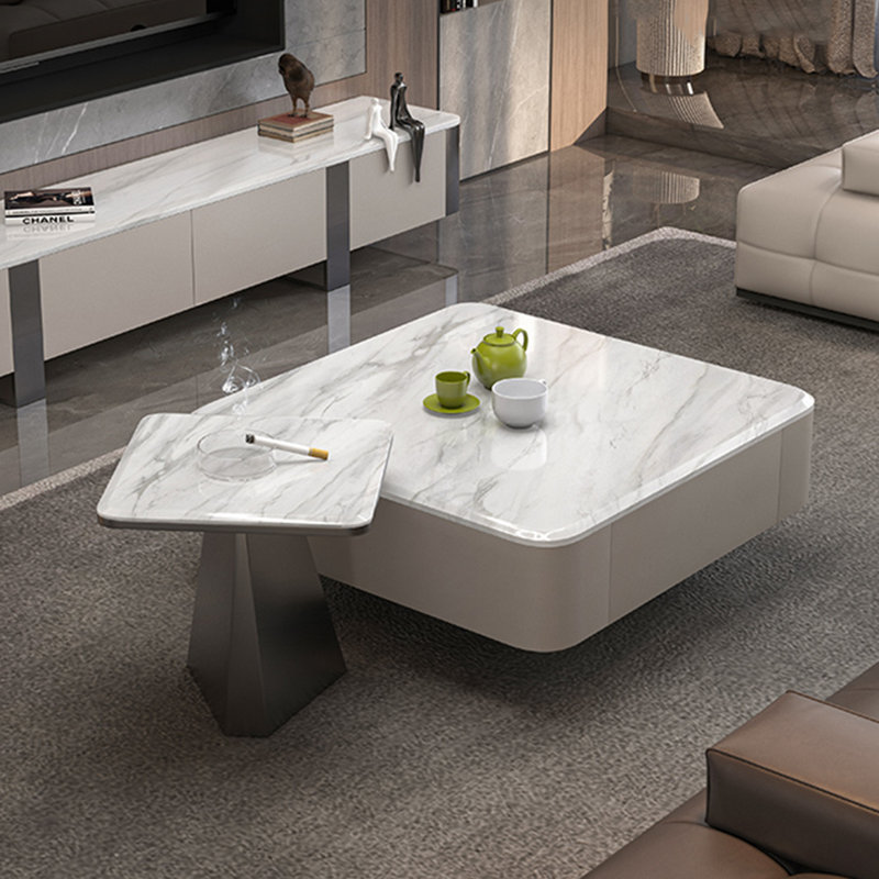 Italian square microcrystalline stone coffee table