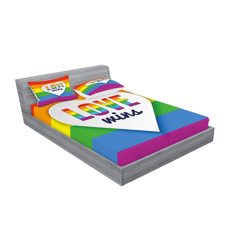 Multicolore ensemble de draps et taies décoratives Ambesonne Rainbow, Ensemble de draps pour grand lit + 1 drap-housse +