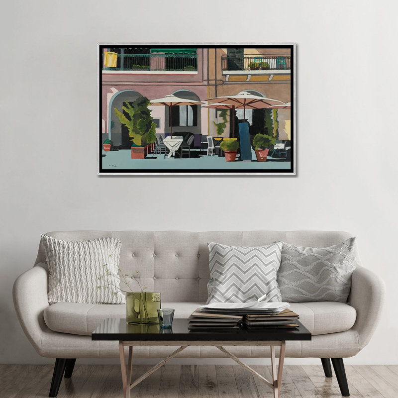 Imperia, Italie, Toile argentée avec cadre flottant, Pas de tapis, H 32 po x l 48 po x P 1,5 po