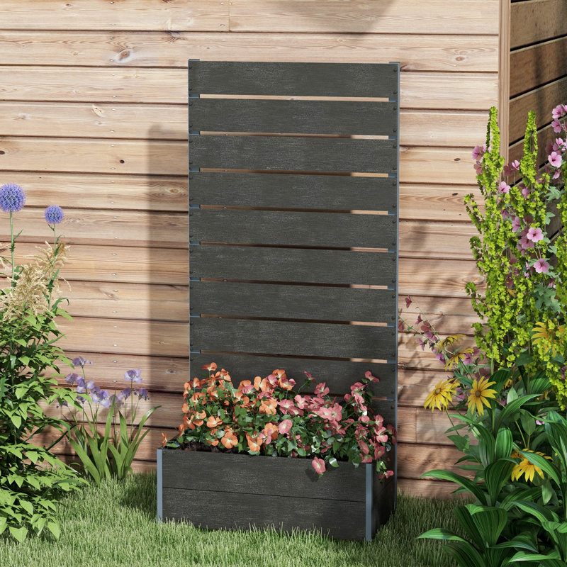 Trellis Planter For Climbing Plants, Raised Garden Bed With Trellis, Planter Box For Outdoor, 28.25" X 15" X 59", Black
