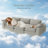 105.5" Cloud Boneless Sectional Couch L-Shaped, Modular Cloud Couch with Deep Seat & Back Pillow, Compression Sofa with Ottoman for Living Room Bedroom, Free Combination, No Assembly Required, Gray-1802633675
