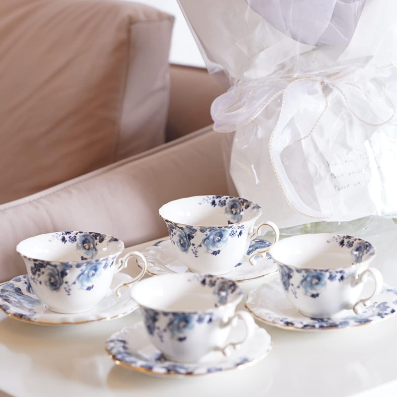 Ceramic Tea Cups Coffee Cup and Saucers Set of 4
