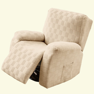 4-Piece Recliner Chair Covers, Elastic Recliner Slipcover With Pocket, Stretchable Bottom And Ties
