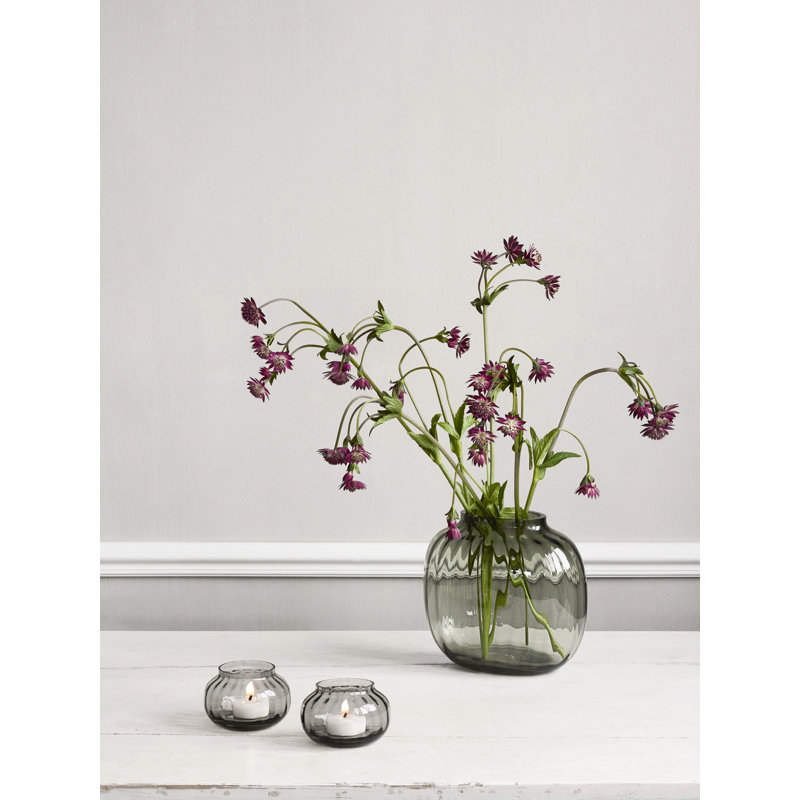 Primula Handmade Glass Table Vase, Smoke, 6.9" H x 7.7" W x 4.7" D