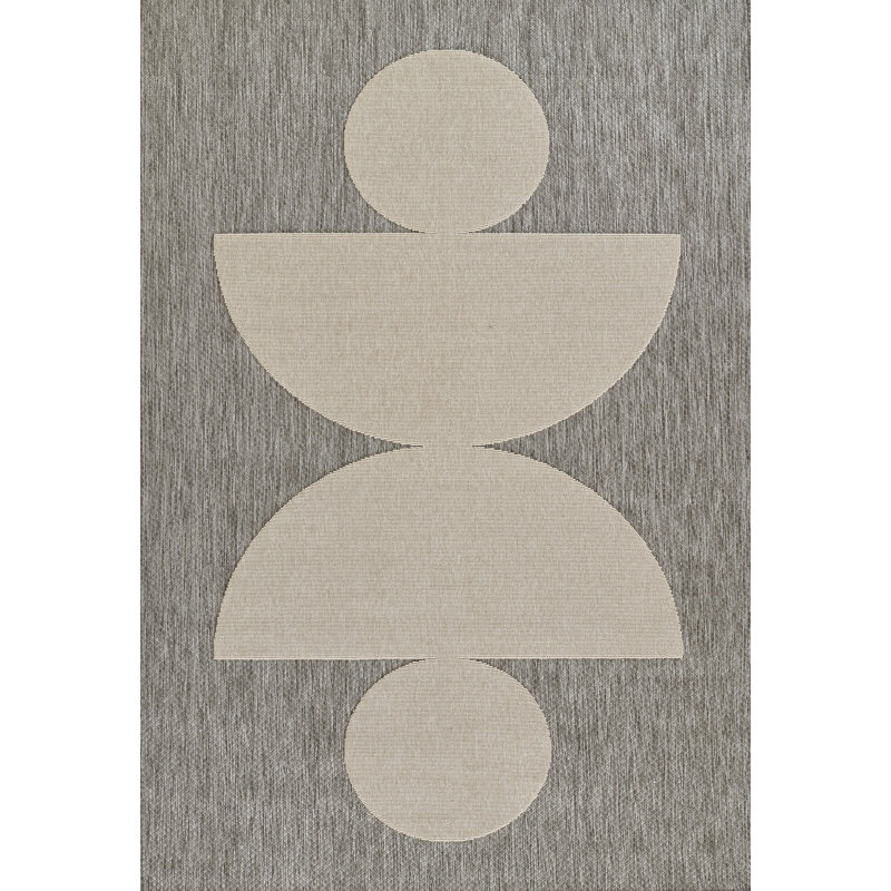 Tapis intérieur / extérieur gris Aseelah Vines, Rectangle 3 pi 11 po x 5 pi 7 po