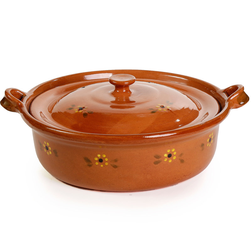 Braisière ronde en terre cuite avec couvercle, 6 pte