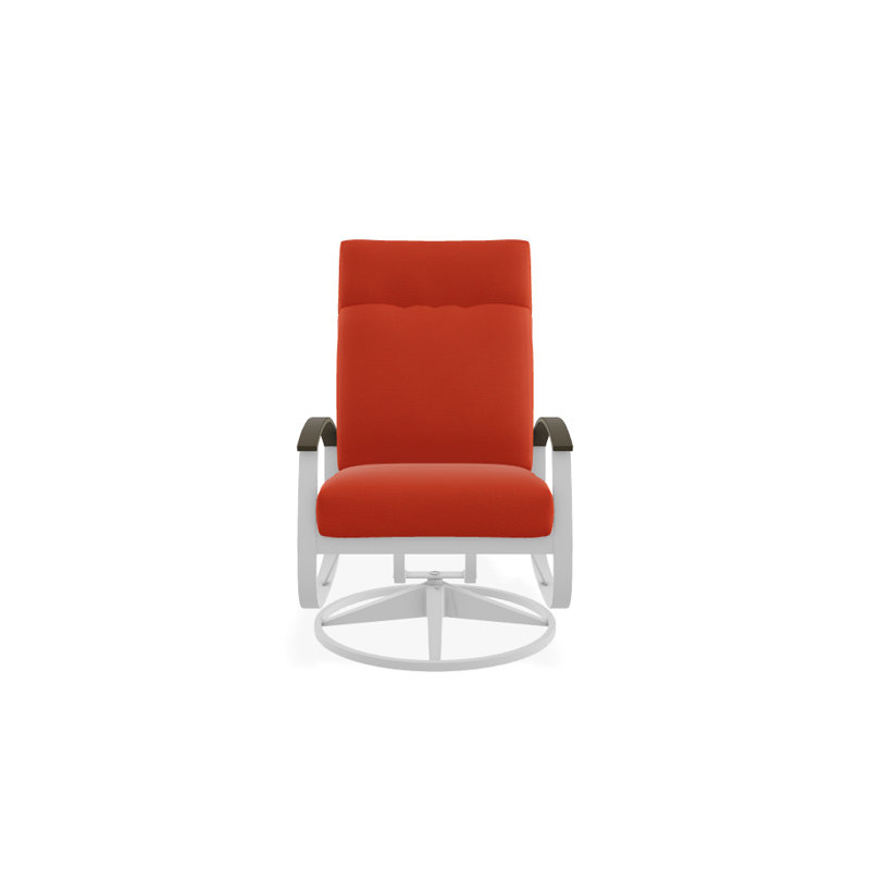 Chaise berçante pivotante réglable avec coussins Askar, Mango, Bois de plage P40, Blanc brillant