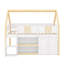 Lit mezzanine bas avec lumières DEL, lit mezzanine en bois avec escalier et barrière de sécurité-973506248