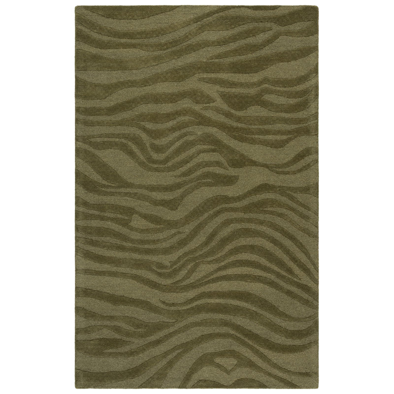 Ebony Hand Tufted Wool,Viscose Abstract Indoor Rug, Rectangle 3' x 5'