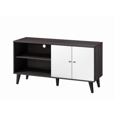 Meuble télé pour téléviseur de 47,3 po ou moins avec 2 tablettes de rangement et 1 armoire, meuble télé moderne dans le salon
