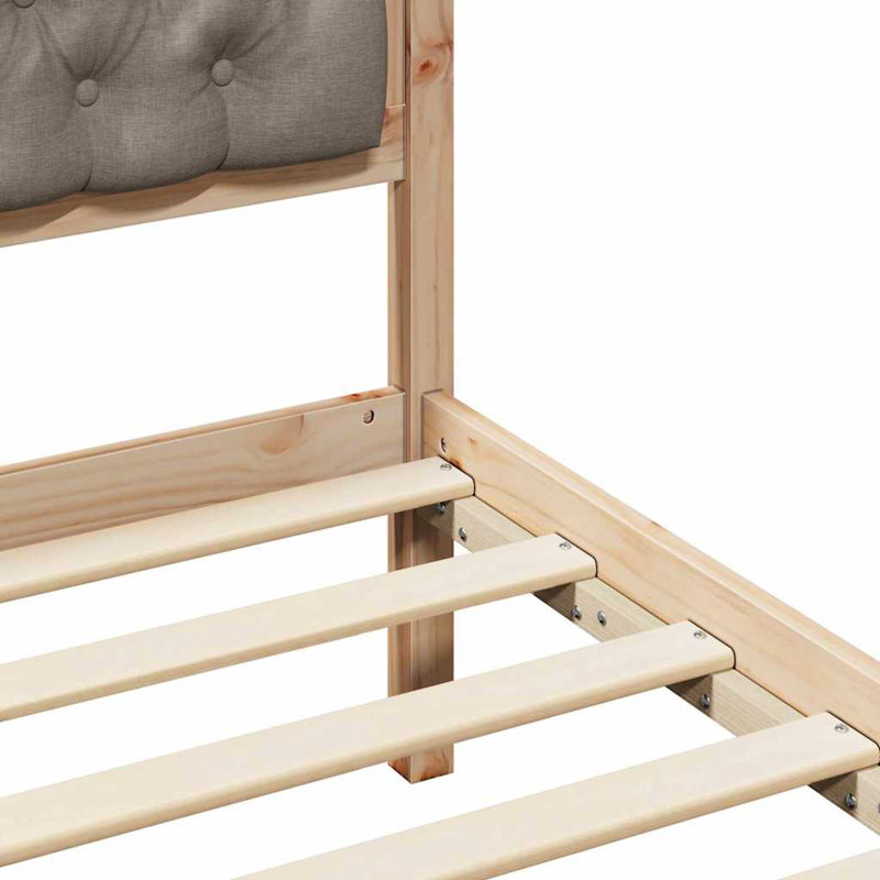 Solid Wood Bed, European Single (90 x 190 cm), Natural/Taupe