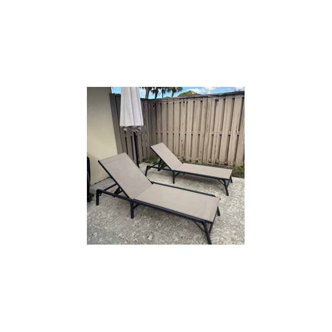 Outdoor Chaise Lounge Chair Set of 2,with 5-Position Adjustable Backrest