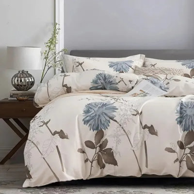 Big Blue Flower Duvet Cover Set (king Size) – Elegant Floral Bedding With Pillow Shams