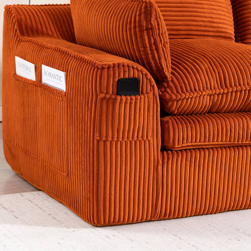 Canapé modulaire en L compressé modulaire avec repose-pieds mobile, Orange