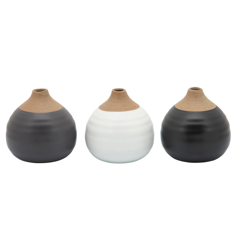 Petits vases en céramique Modern, Noir / Blanc / Gris
