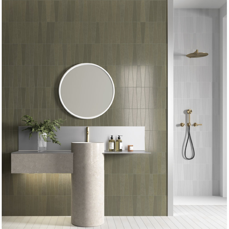 Bamboo | 2.5"X9" Porcelain Trapezoid Floor & Wall Tile, Musgo Green