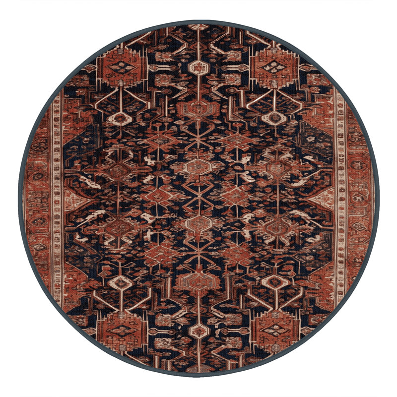 Tapis brun lavable à la machine, Rond 8 pi