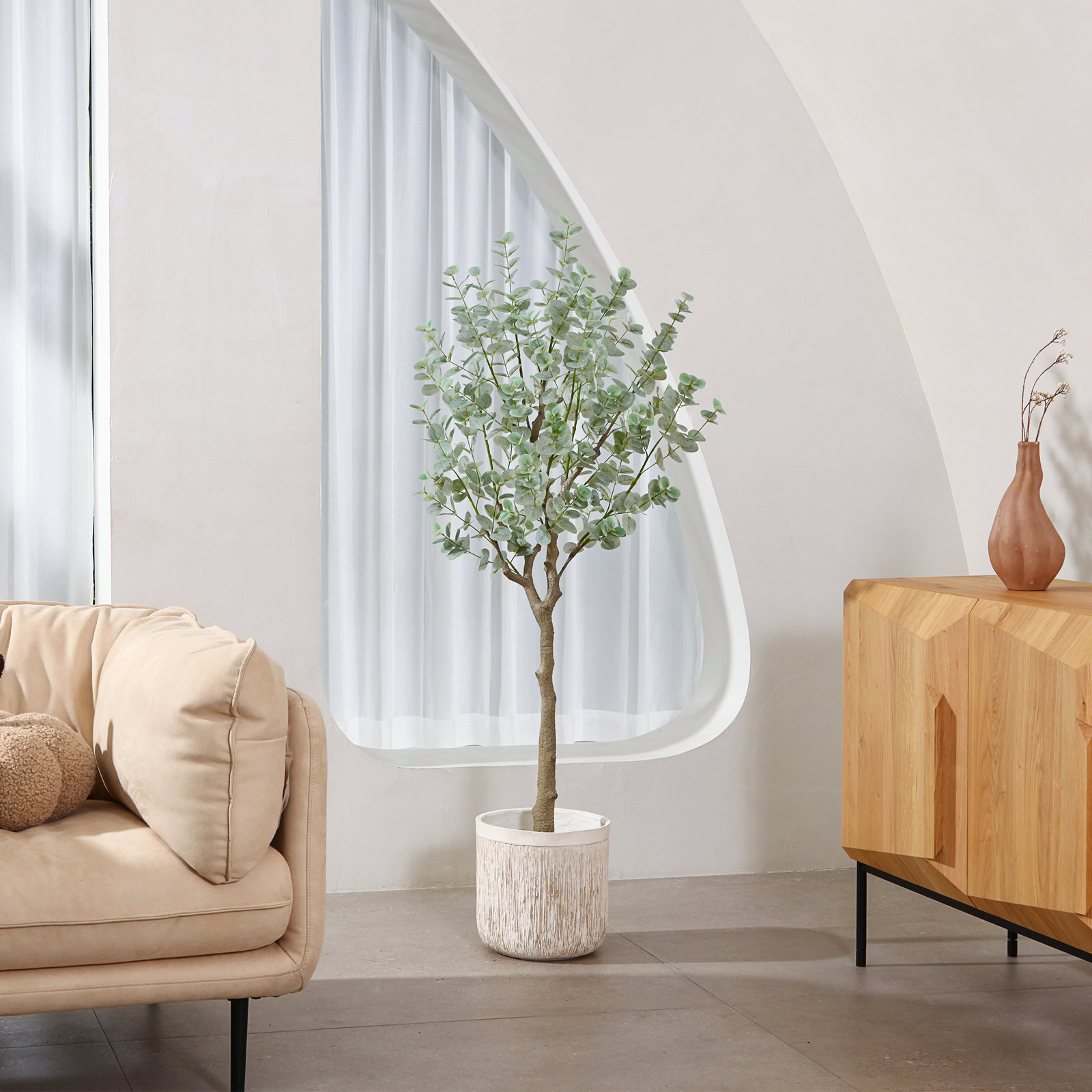 Adcock Eucalyptus Tree in Pot, 59" H x 25" W x 25" D, 1