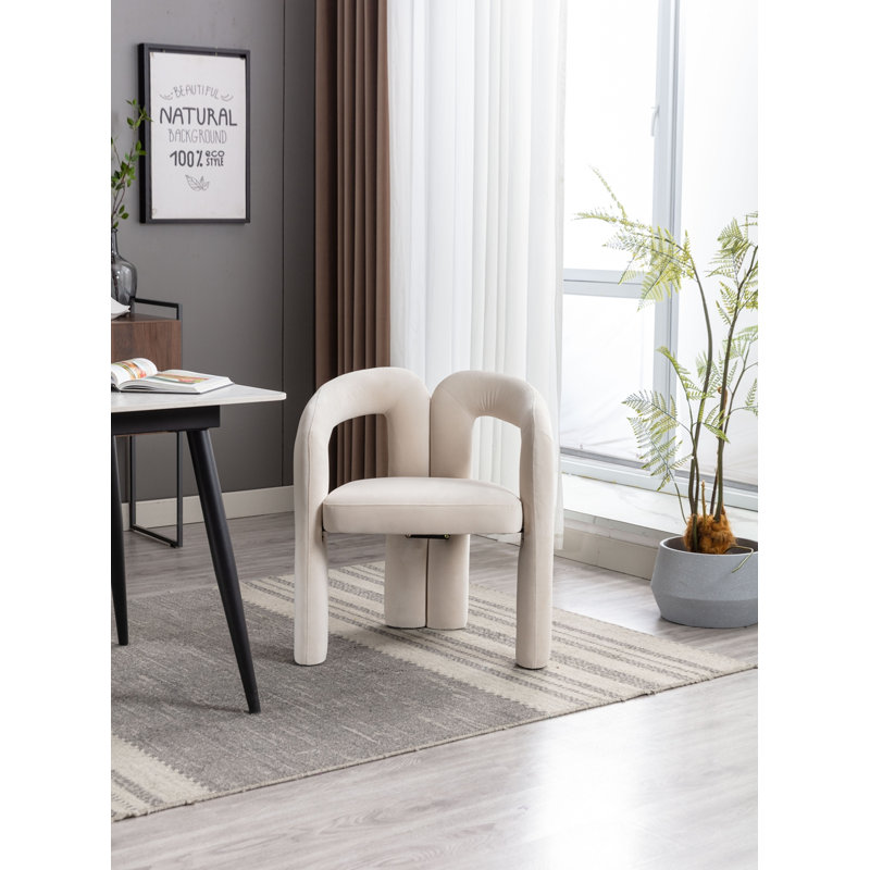 Chaises d'appoint pour salon, ensemble de 2, Velours beige, H 27,95 po x l 25,2 po x P 19,88 po