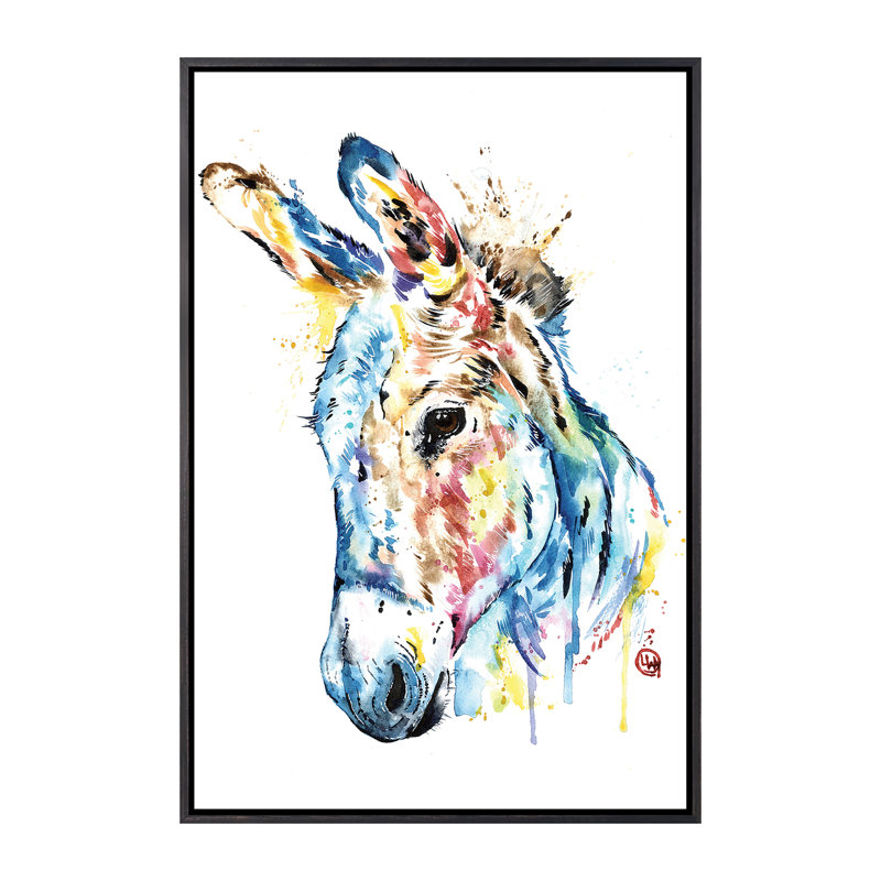 «Donkey» par Lisa Whitehouse - impression d'art graphique, Pas de tapis, H 26 po x l 18 po x 1,5 po