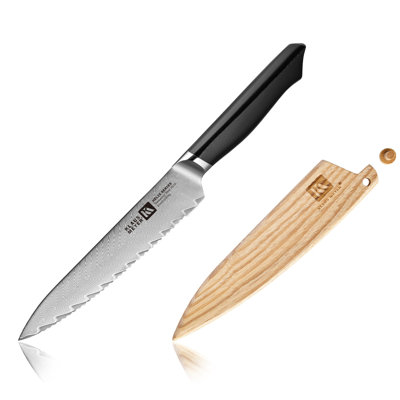 Couteau utilitaire dentelé 6 po Klaus Meyer Helix (avec gaine en bois)